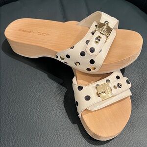 Kate Spade Cream and Black Polka Dot Mules
